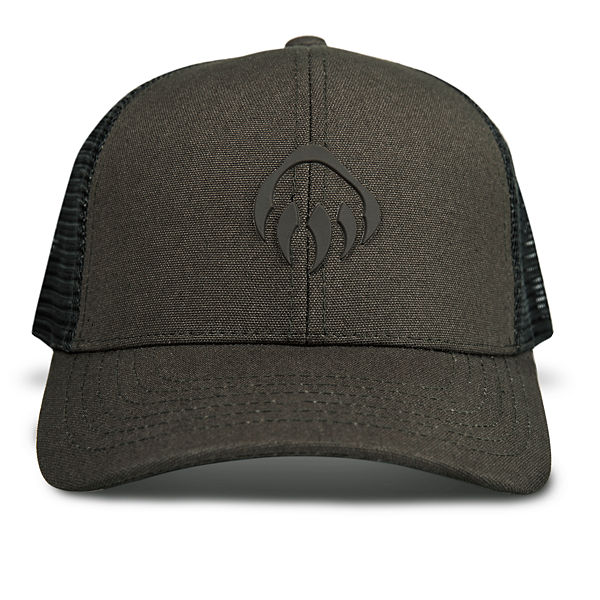 Raised Claw Logo Trucker Cap, Black Olive, dynamic