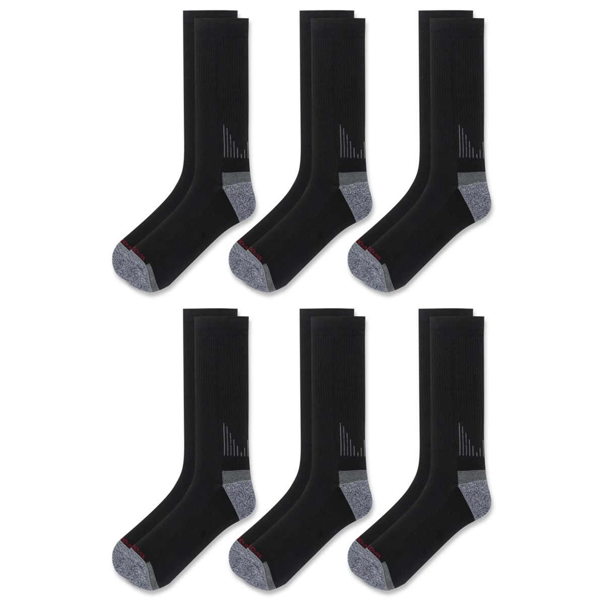 6-PK Performance Work Crew Sock, Black, dynamic 4