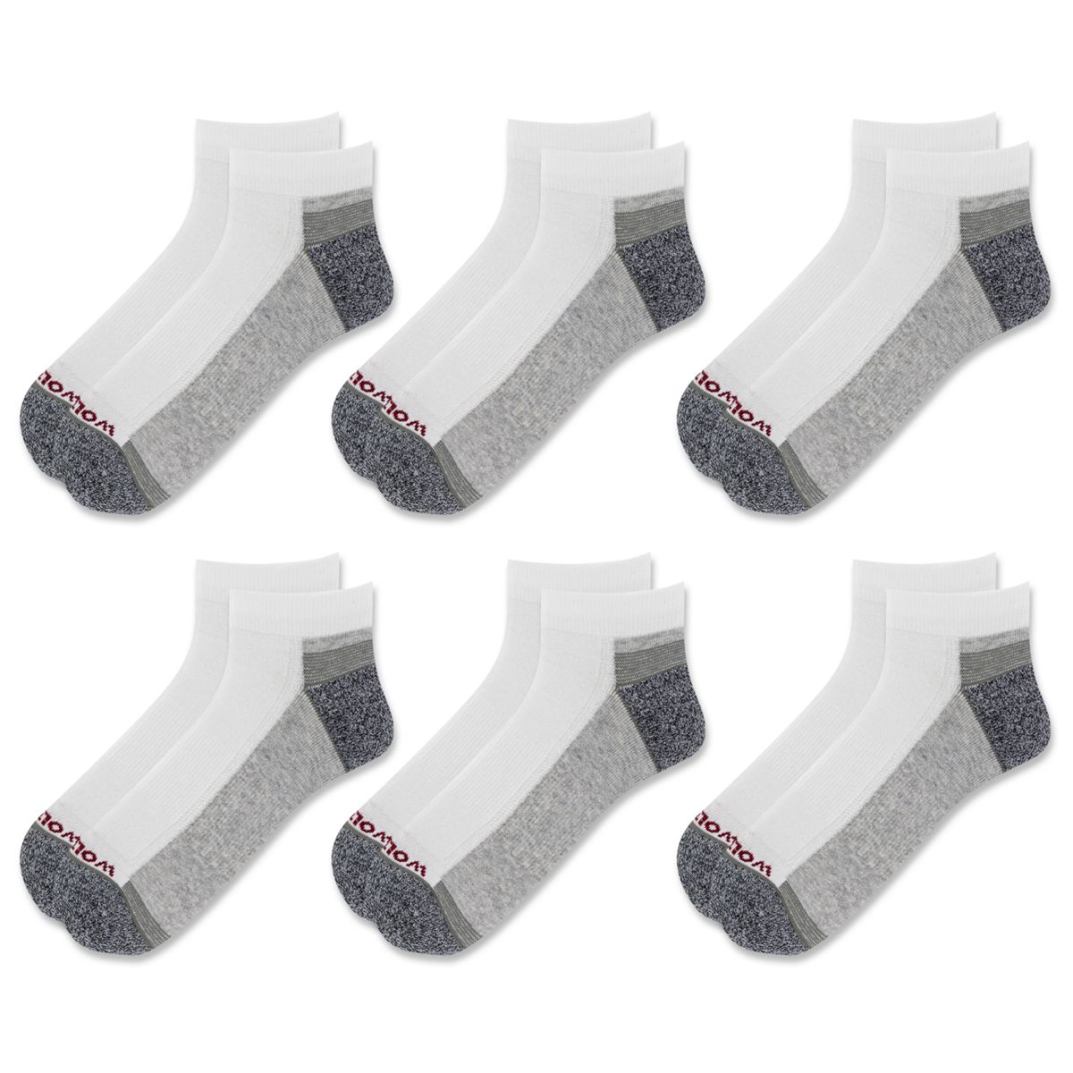 6-PK Performance Work Lowcut Sock, White, dynamic 2