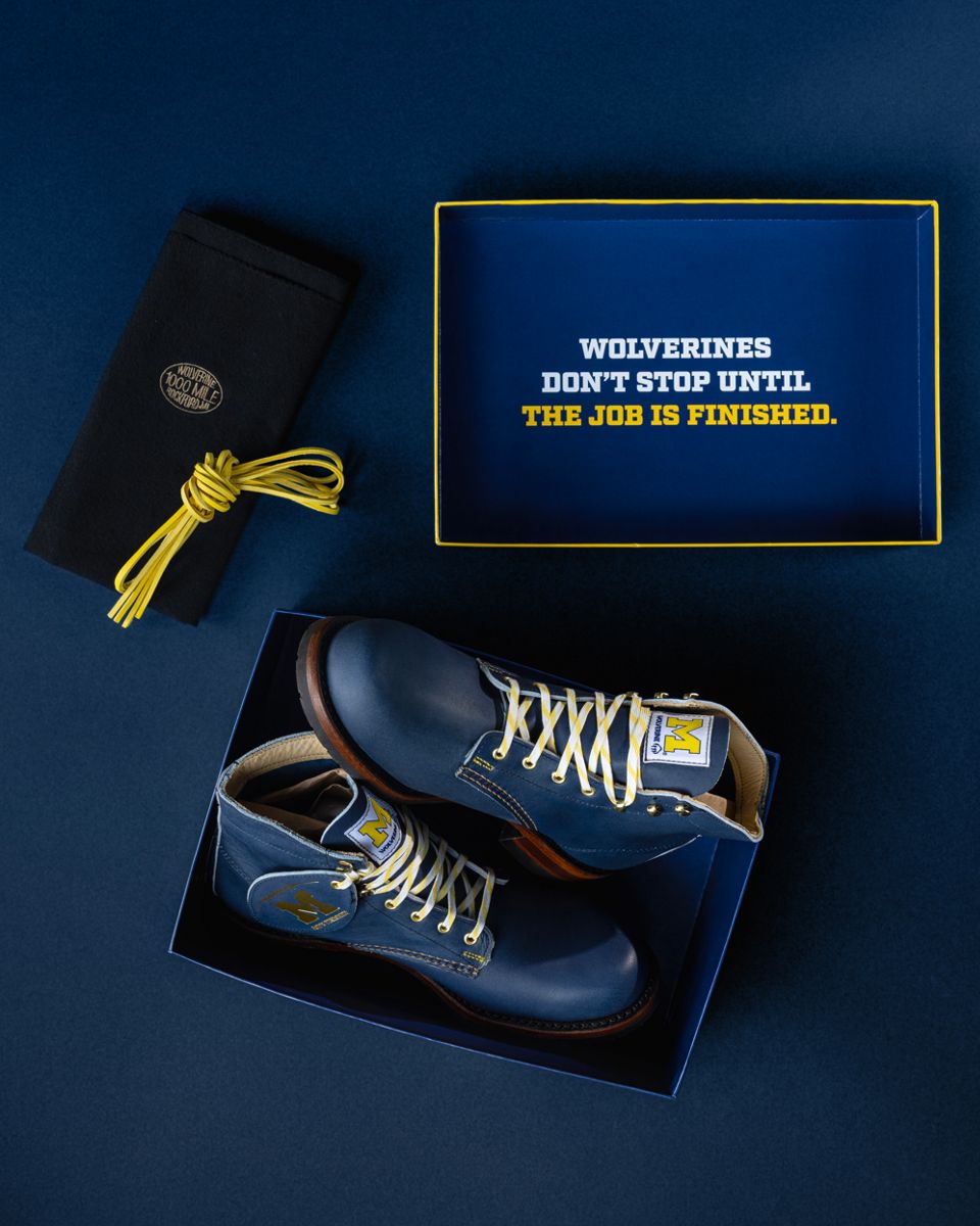 Wolverine x University of Michigan Team #144 Commemorative 1000 Mile Boot, Navy, dynamic 4