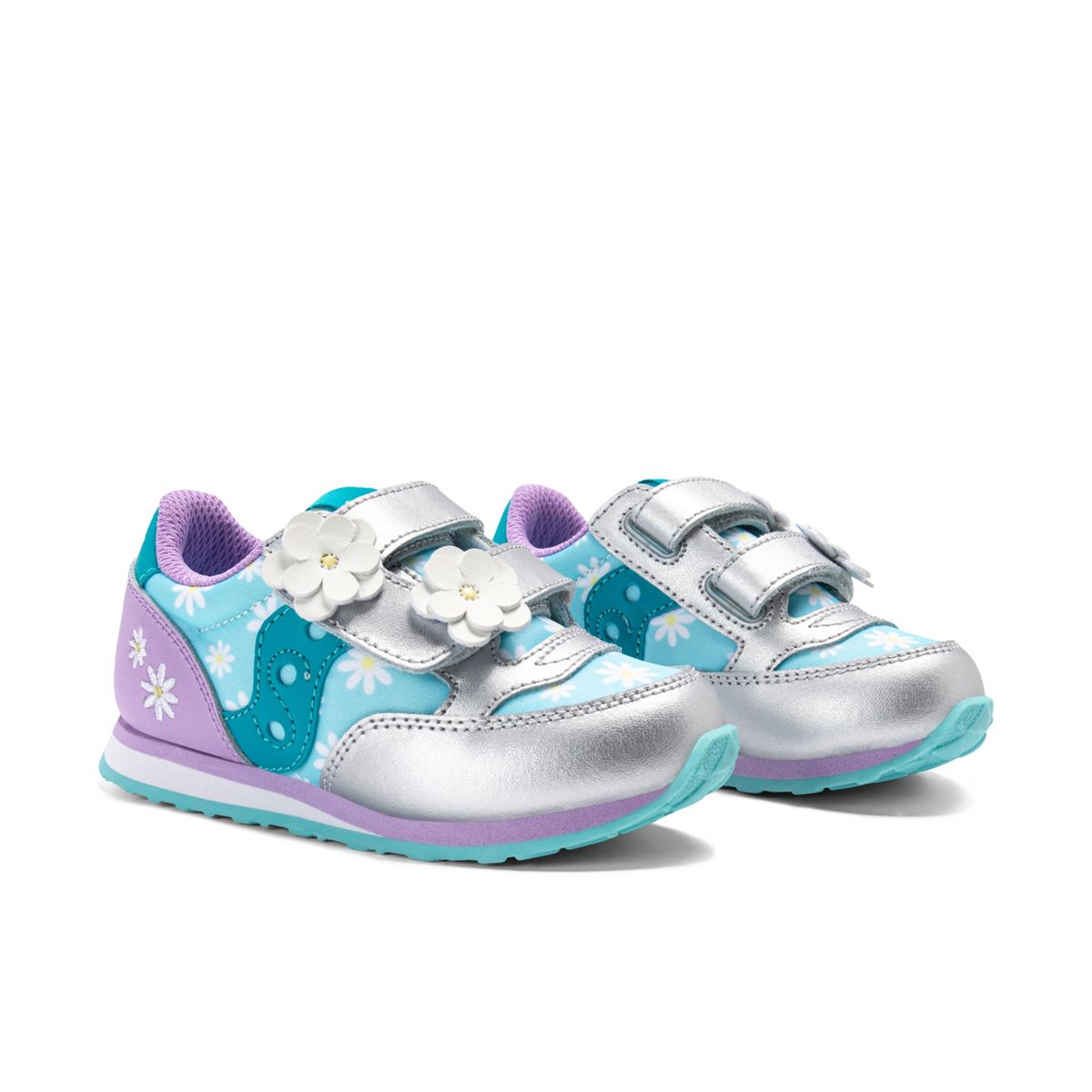 Baby Jazz Hook & Loop Sneaker, Silver/Teal, dynamic 2