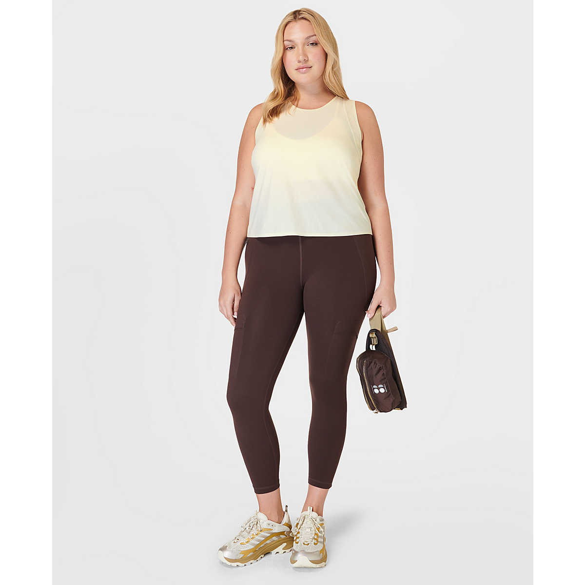 Ascend Power Cargo Workout Legging X Sweaty Betty, Cacao Brown, dynamic 1