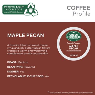 Green Mountain Coffee, Maple Pecan, Single-Serve Keurig K-Cup Pods, Light Roast