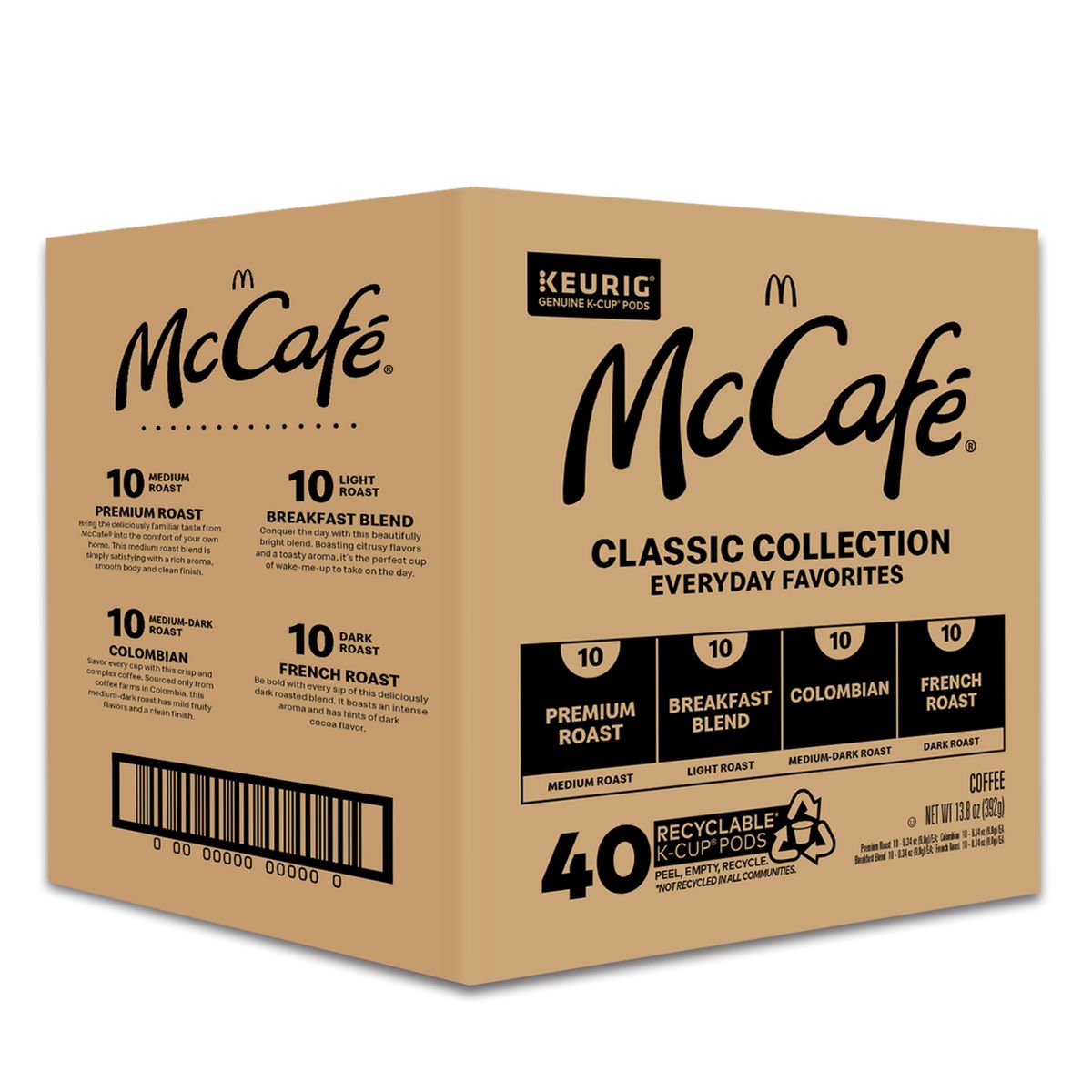 Mccafé Classic Collection Variety Pack K-Cup® Box 40 Ct Coffee - Kosher Single Serve Pods