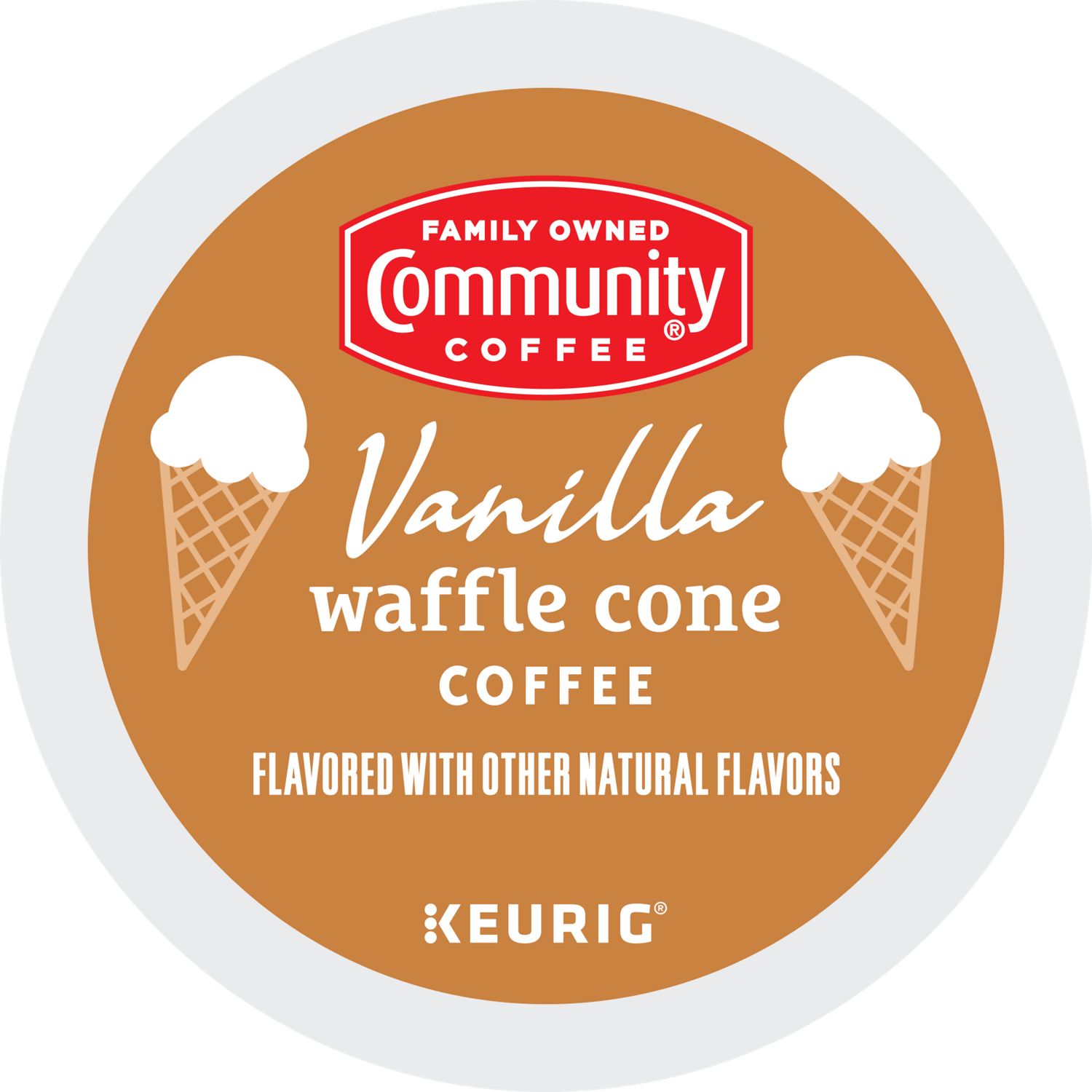 Community Coffee Vanilla Waffle Cone Coffee K-CupÂź Pods Box 22 Count