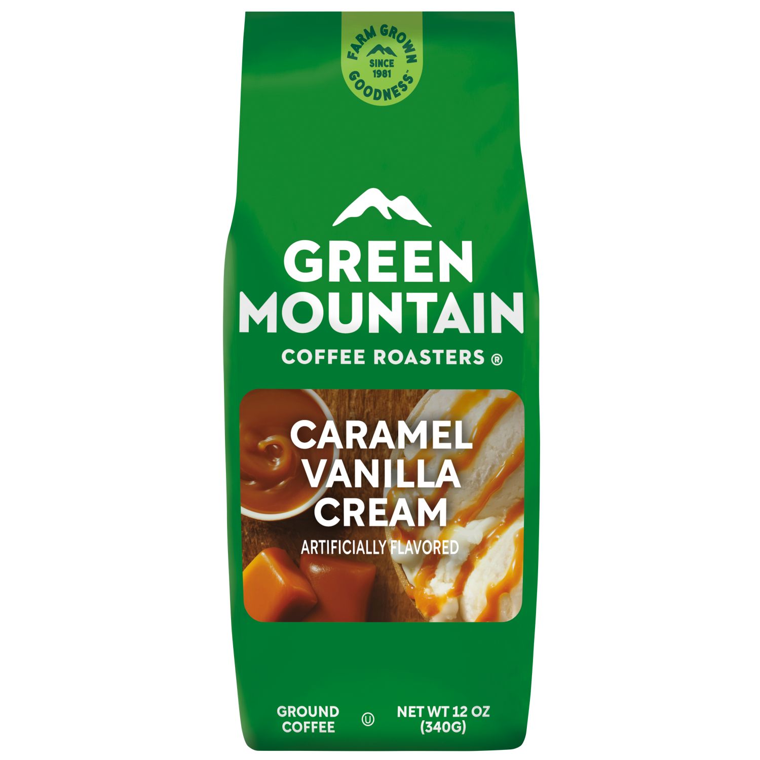 Green Mountain Coffee Roasters Caramel Vanilla Cream Ground Coffee - 12 Oz Bag of Coffee Grounds - Keurig Coffee