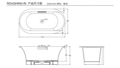 拂乐1.5米独立式铸铁浴缸(玫瑰金裙边，带扶手孔)