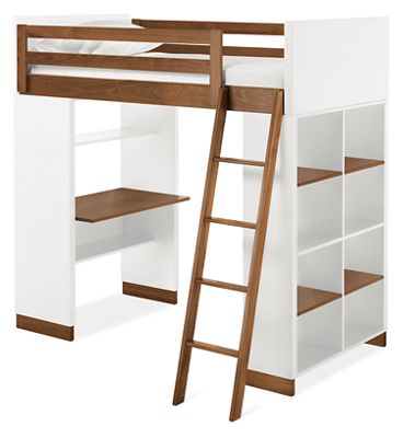 modern bunk bed with desk