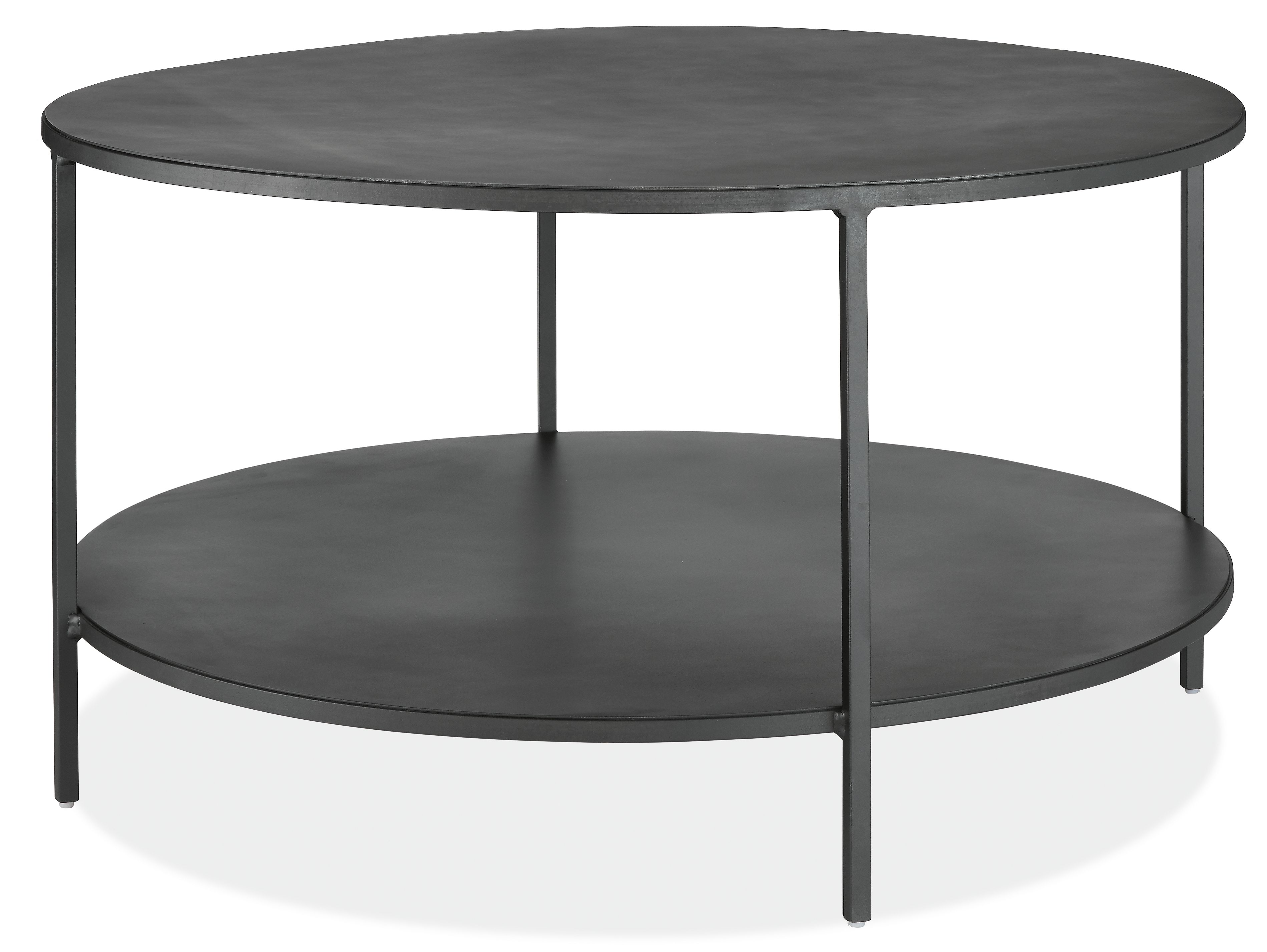 Slim Round Coffee Table In Natural Steel Sleek Steel Storage