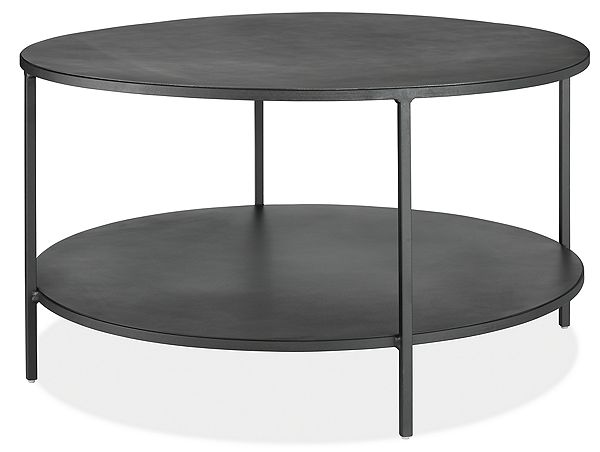 Slim Round Coffee Table In Natural Steel Sleek Steel Storage