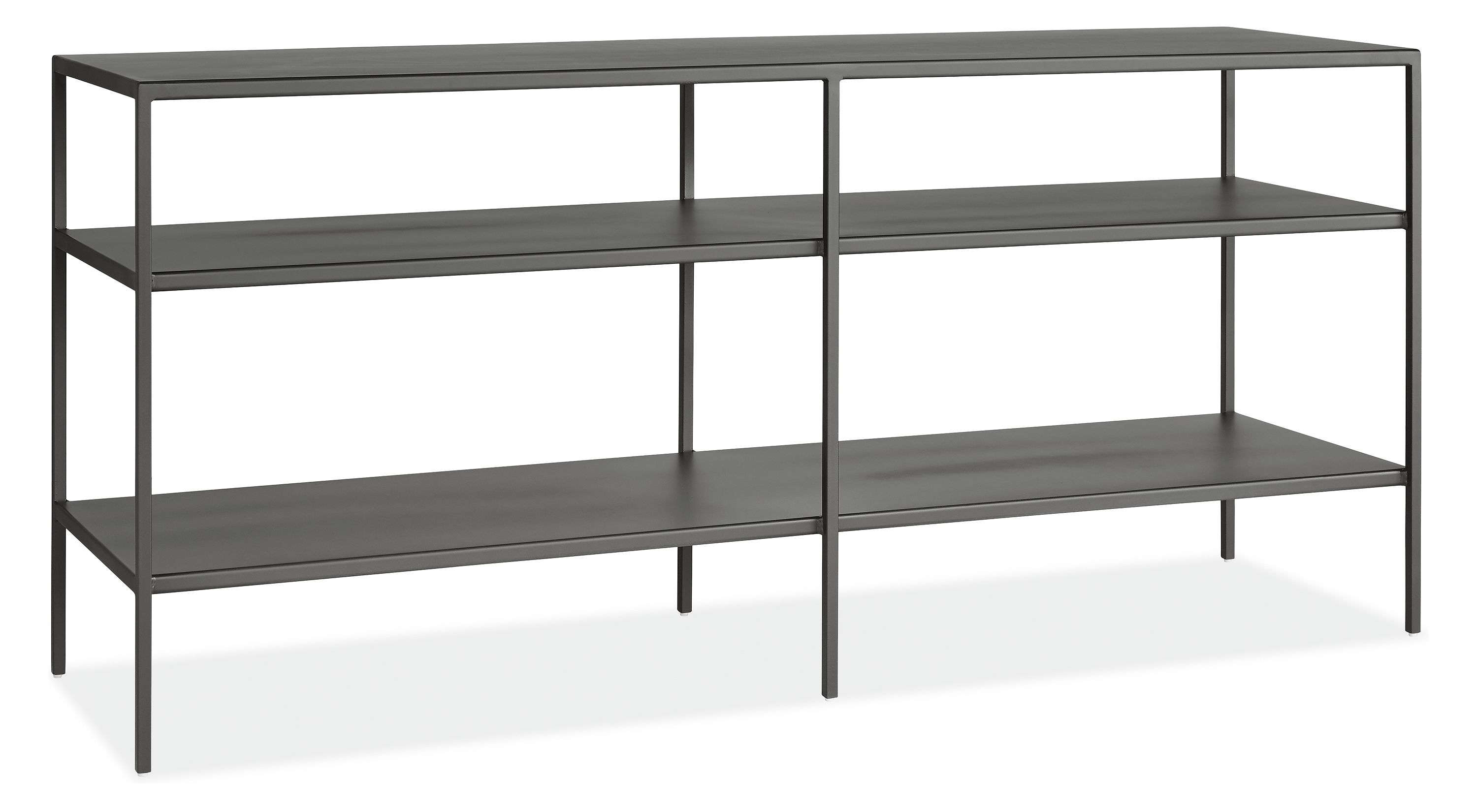 Slim Media Console In Natural Steel Modern Media Cabinets