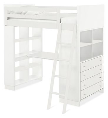 white loft beds with desk