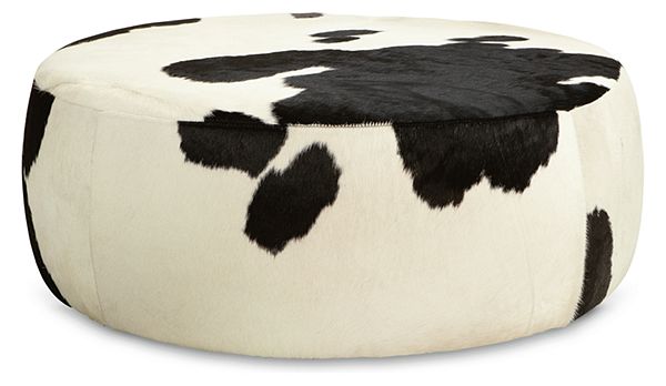 Lind Cowhide Round Ottomans Modern Ottomans Footstools