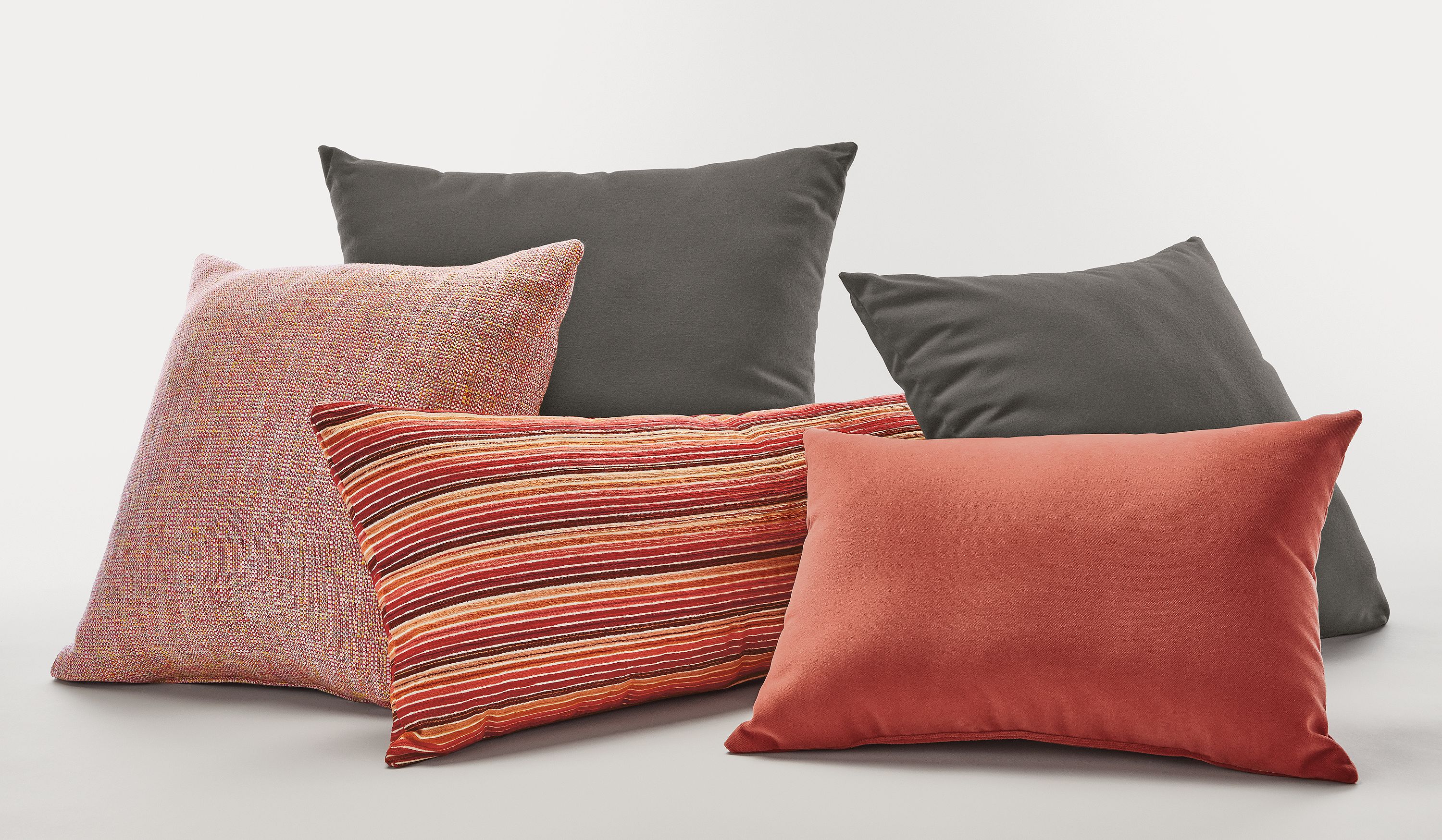 Coral Grey Pillow Ensemble Modern Outdoor Pillows Modern
