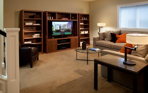 Family Room With York Sofa And Woodwind Storage Room Board