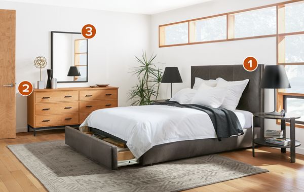 Wyatt Leather Storage Bed with High Headboard Room & Board