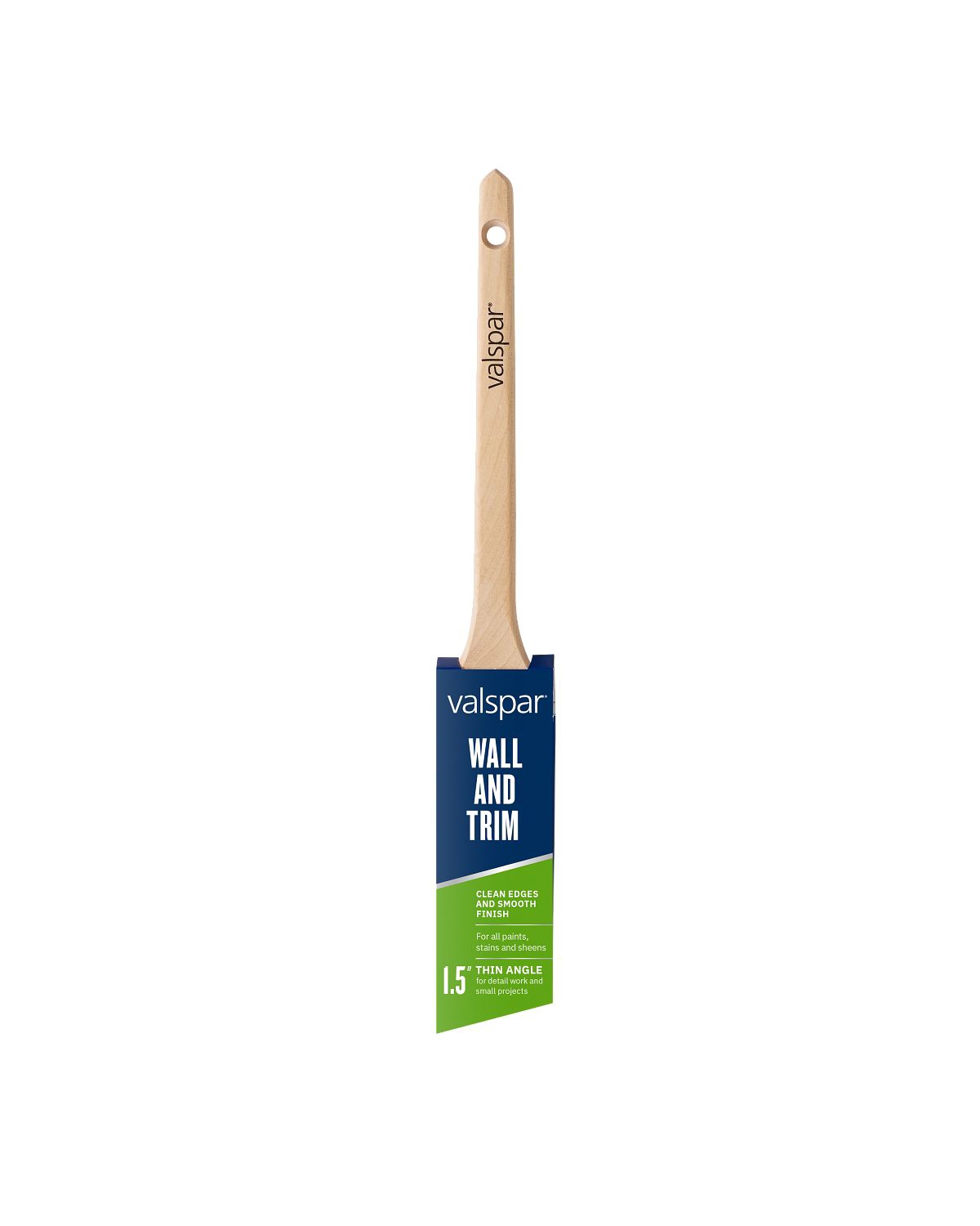 Valspar 2.5-inch Thin Angle Brush, Front of Package With Text in English