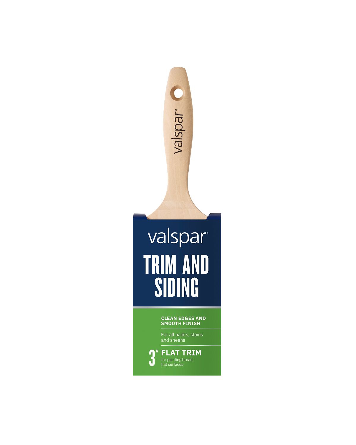 Valspar 3-inch Flat Trim Brush, Front, in Package, in English