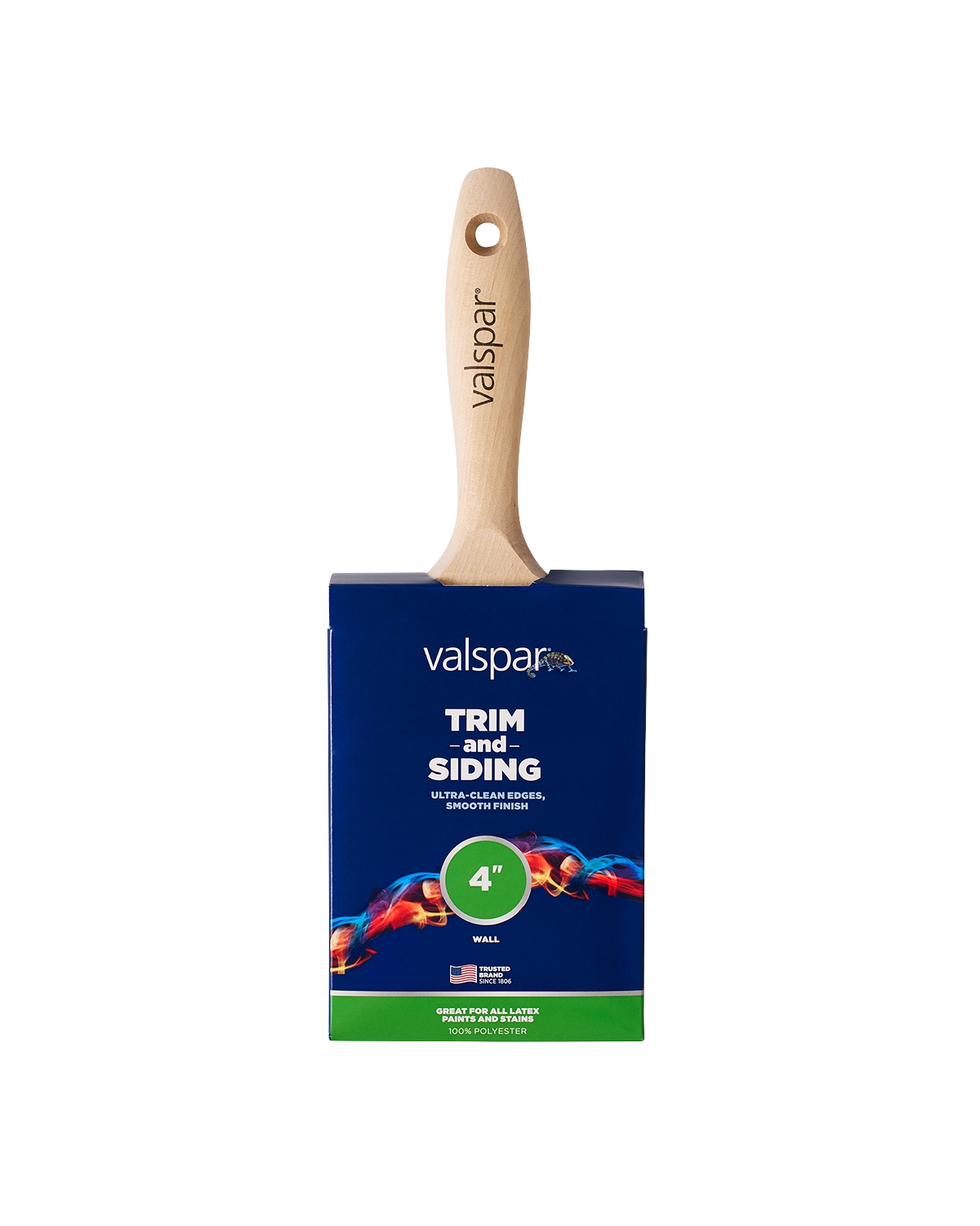 Valspar 3-inch Flat Trim Brush, Front, in Package, in English