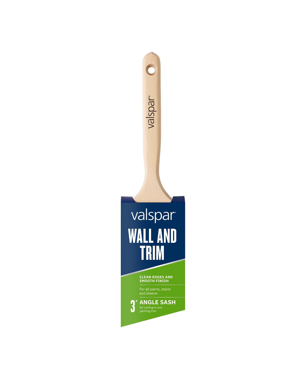 Valspar 3-inch Angle Brush, Front, in Package, in English