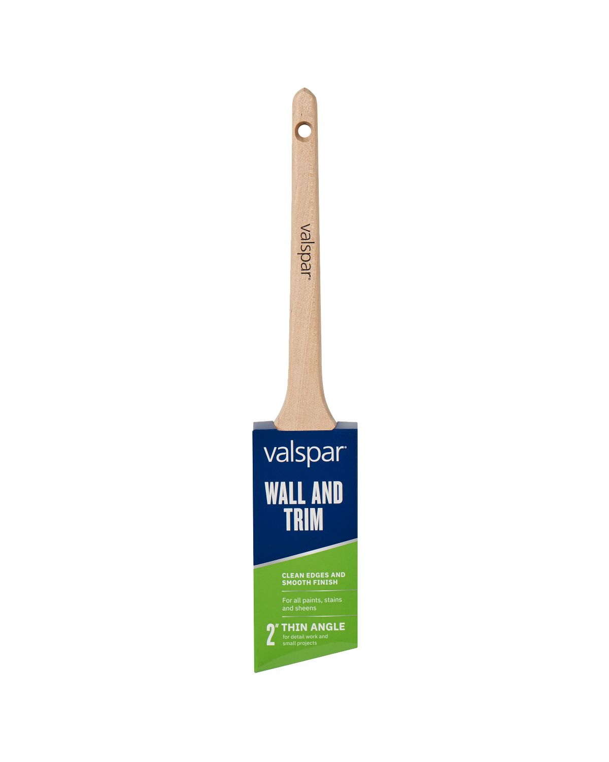 Valspar 2.5-inch Thin Angle Brush, Front of Package With Text in English