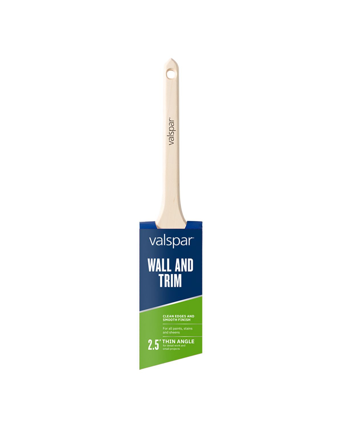 Valspar 2.5-inch Thin Angle Brush, Front of Package With Text in English