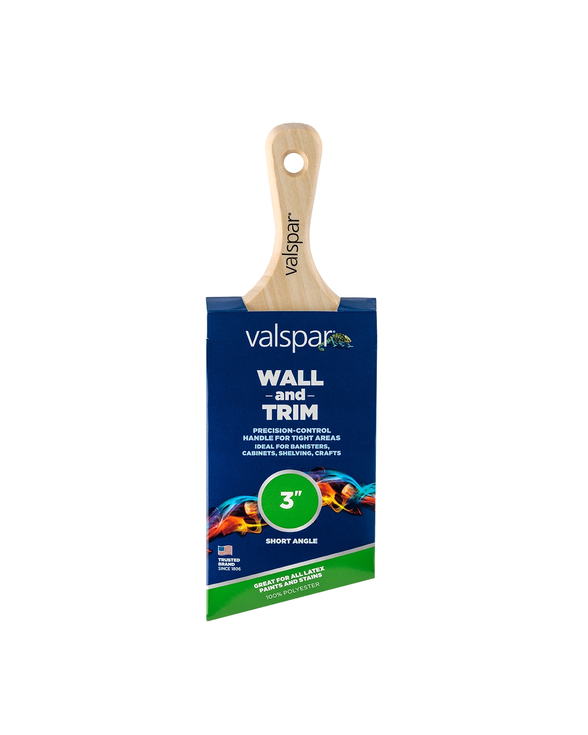 Valspar 2-inch Short Handle Brush, Front, in Package, in English