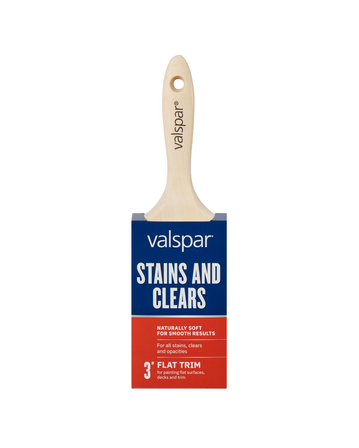 Valspar 3-inch Water Based Stain Brush, Front of Package With Text in English
