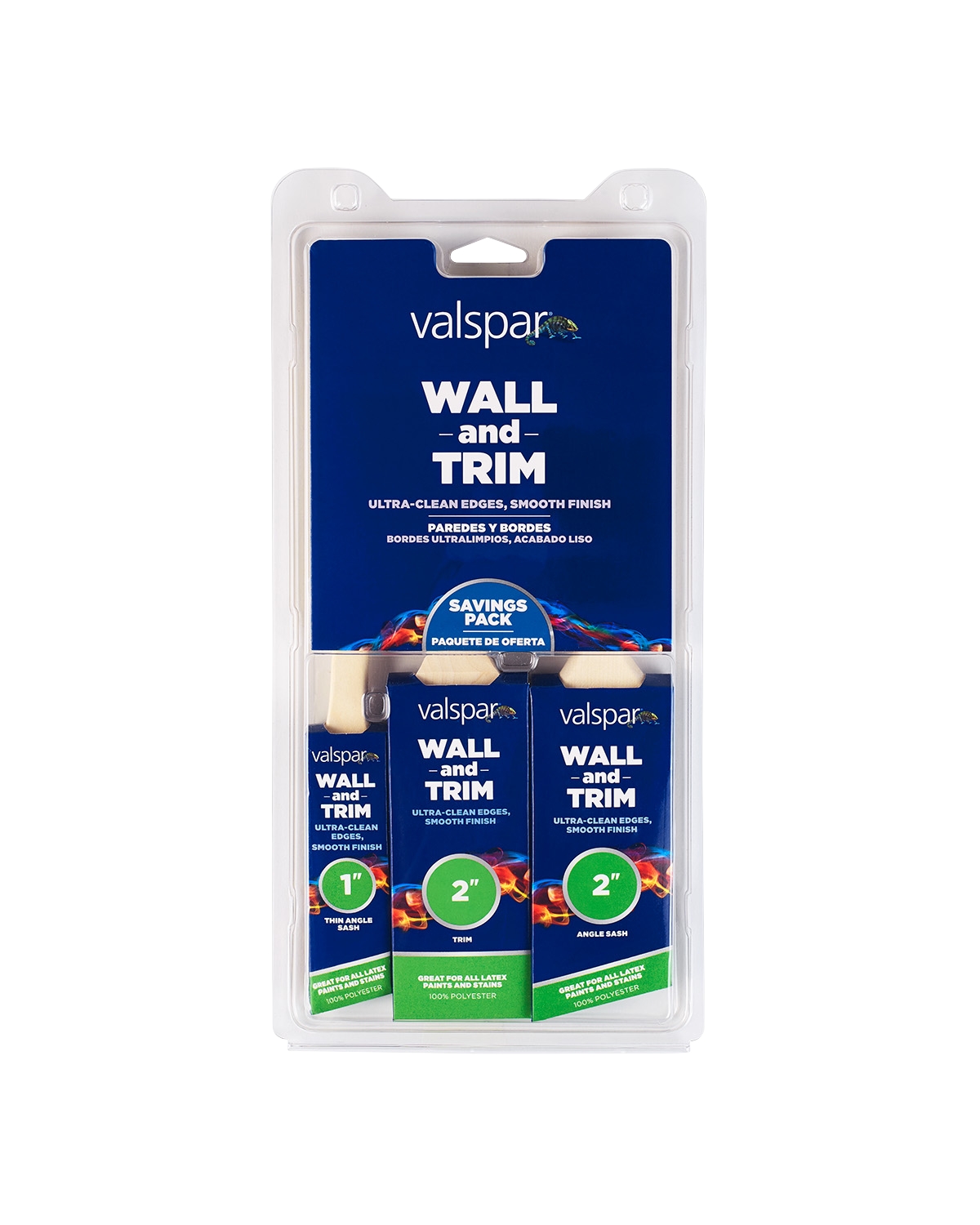 Valspar Multi-Pack Brushes, Front, in Package, in English