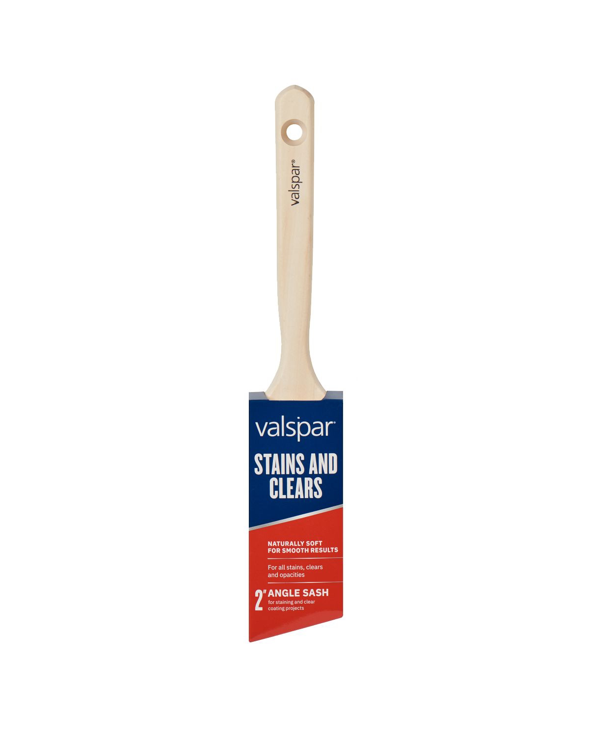 Valspar 2.5-inch Water Based Stain Brush, Front of Package With Text in English