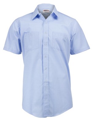 Elbeco Men's Blue Short Sleeve Express Dress Shirt, Light Blue