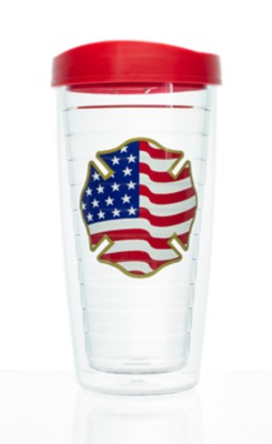 Exclusive American Flag Maltese Cross Mug with Travel Lid