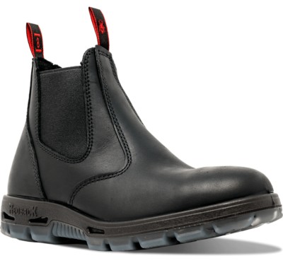 black slip on steel toe boots